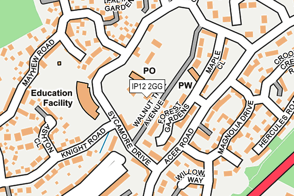 IP12 2GG map - OS OpenMap – Local (Ordnance Survey)
