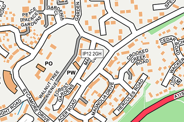 IP12 2GH map - OS OpenMap – Local (Ordnance Survey)