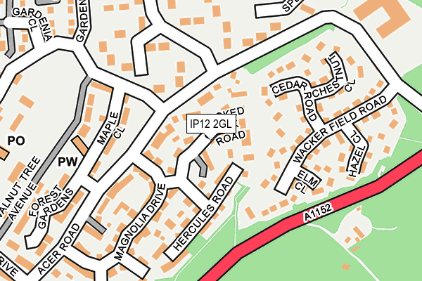 IP12 2GL map - OS OpenMap – Local (Ordnance Survey)