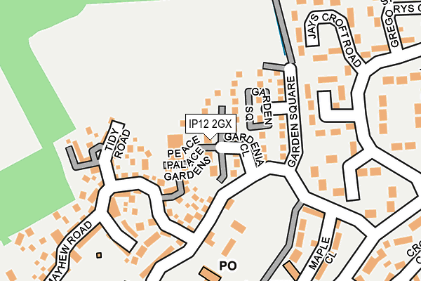 IP12 2GX map - OS OpenMap – Local (Ordnance Survey)