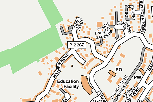 IP12 2GZ map - OS OpenMap – Local (Ordnance Survey)