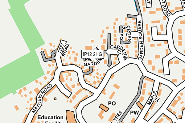 IP12 2HG map - OS OpenMap – Local (Ordnance Survey)