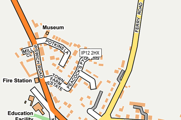 IP12 2HX map - OS OpenMap – Local (Ordnance Survey)