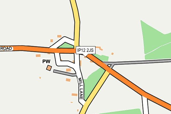 IP12 2JS map - OS OpenMap – Local (Ordnance Survey)