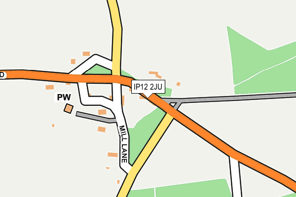 IP12 2JU map - OS OpenMap – Local (Ordnance Survey)