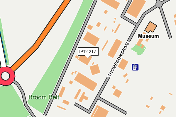 IP12 2TZ map - OS OpenMap – Local (Ordnance Survey)