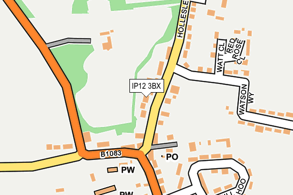 IP12 3BX map - OS OpenMap – Local (Ordnance Survey)