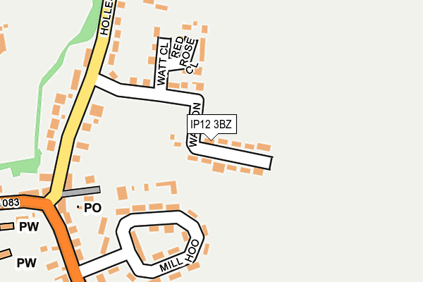 IP12 3BZ map - OS OpenMap – Local (Ordnance Survey)