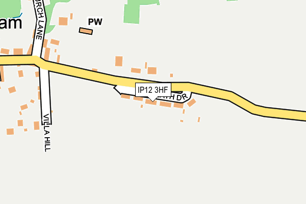 IP12 3HF map - OS OpenMap – Local (Ordnance Survey)