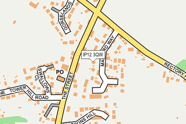 IP12 3QW map - OS OpenMap – Local (Ordnance Survey)