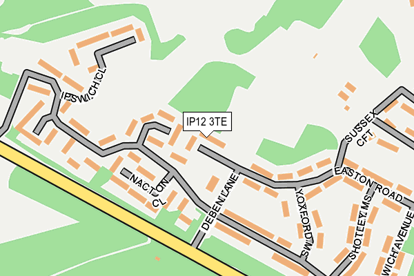 IP12 3TE map - OS OpenMap – Local (Ordnance Survey)