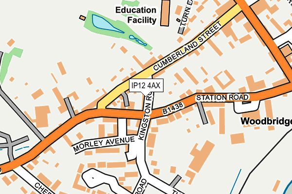 IP12 4AX map - OS OpenMap – Local (Ordnance Survey)