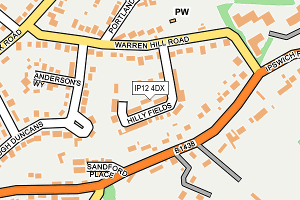 IP12 4DX map - OS OpenMap – Local (Ordnance Survey)