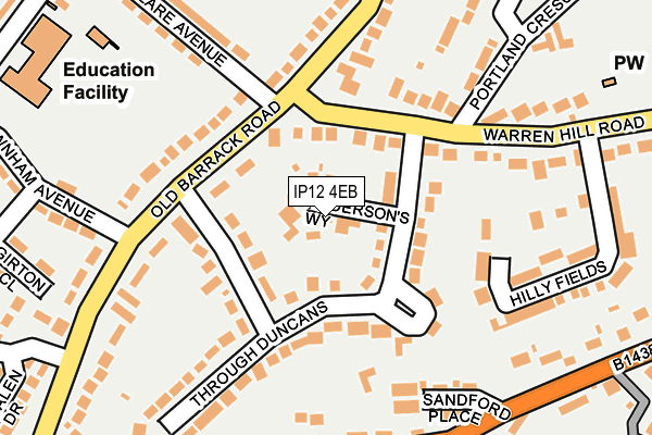 IP12 4EB map - OS OpenMap – Local (Ordnance Survey)