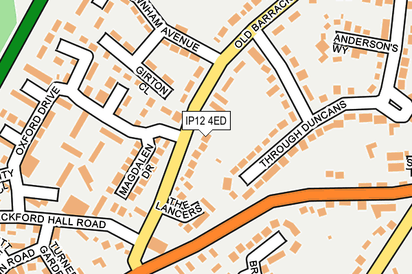 IP12 4ED map - OS OpenMap – Local (Ordnance Survey)