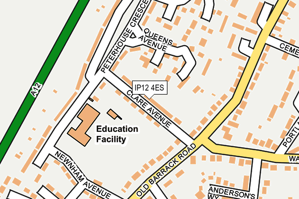 IP12 4ES map - OS OpenMap – Local (Ordnance Survey)