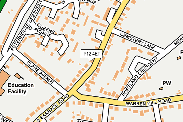 IP12 4ET map - OS OpenMap – Local (Ordnance Survey)