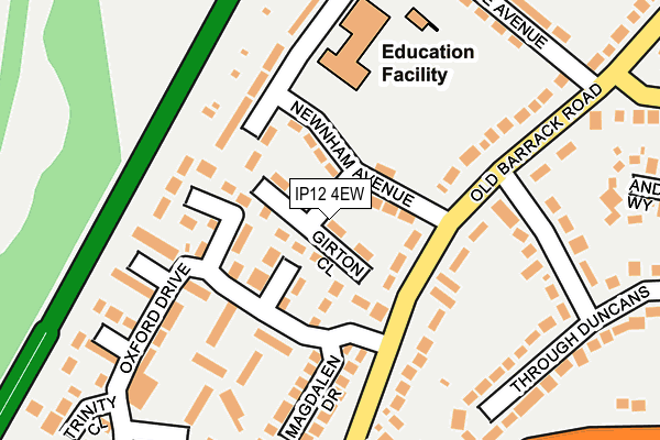 IP12 4EW map - OS OpenMap – Local (Ordnance Survey)
