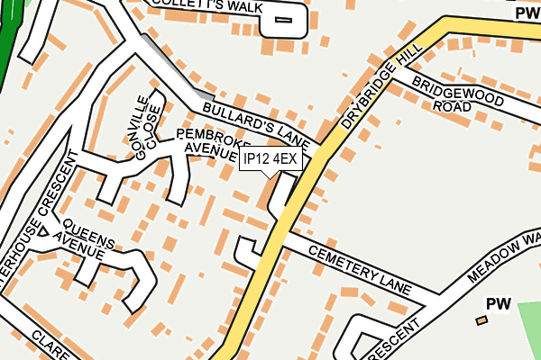 IP12 4EX map - OS OpenMap – Local (Ordnance Survey)