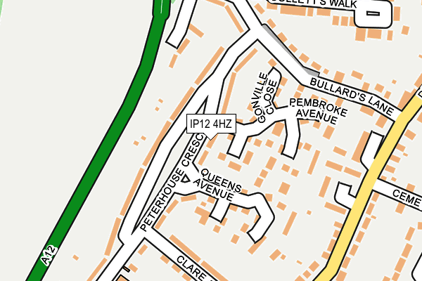 IP12 4HZ map - OS OpenMap – Local (Ordnance Survey)