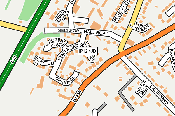 IP12 4JD map - OS OpenMap – Local (Ordnance Survey)