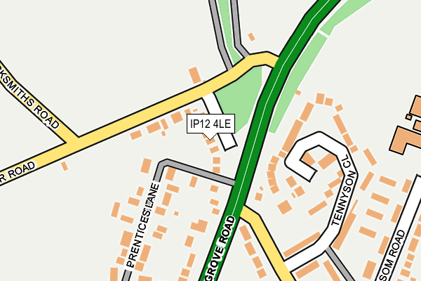 IP12 4LE map - OS OpenMap – Local (Ordnance Survey)