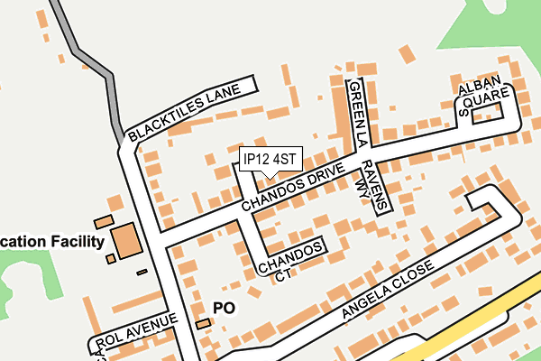 IP12 4ST map - OS OpenMap – Local (Ordnance Survey)