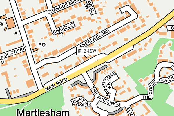 IP12 4SW map - OS OpenMap – Local (Ordnance Survey)