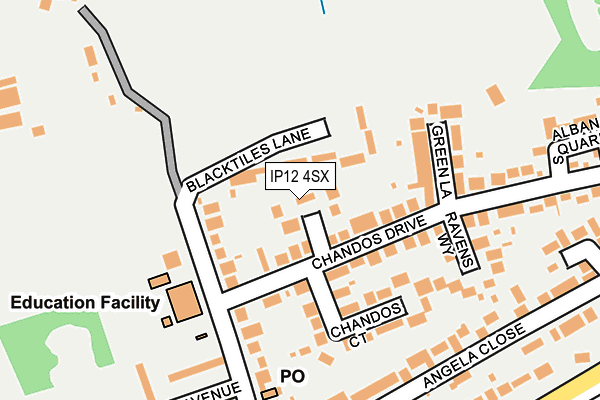 IP12 4SX map - OS OpenMap – Local (Ordnance Survey)