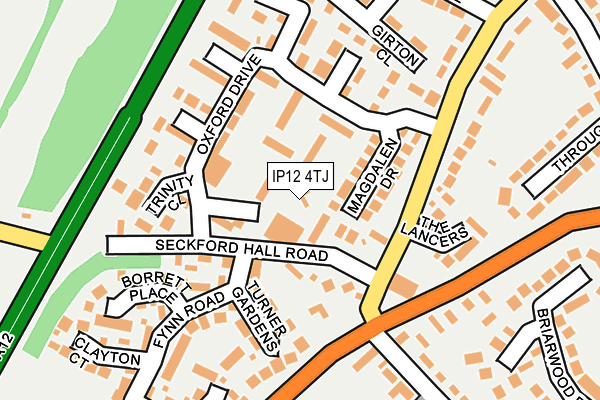 IP12 4TJ map - OS OpenMap – Local (Ordnance Survey)
