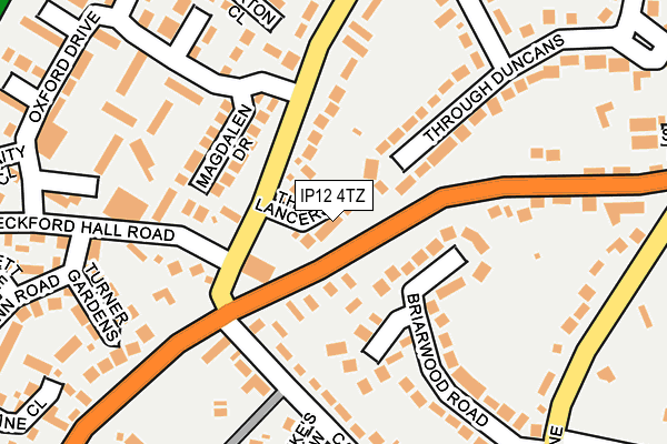 IP12 4TZ map - OS OpenMap – Local (Ordnance Survey)