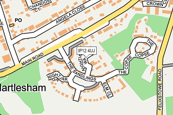 IP12 4UJ map - OS OpenMap – Local (Ordnance Survey)