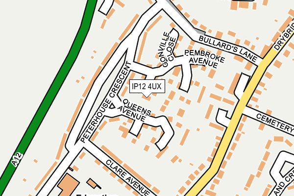 IP12 4UX map - OS OpenMap – Local (Ordnance Survey)