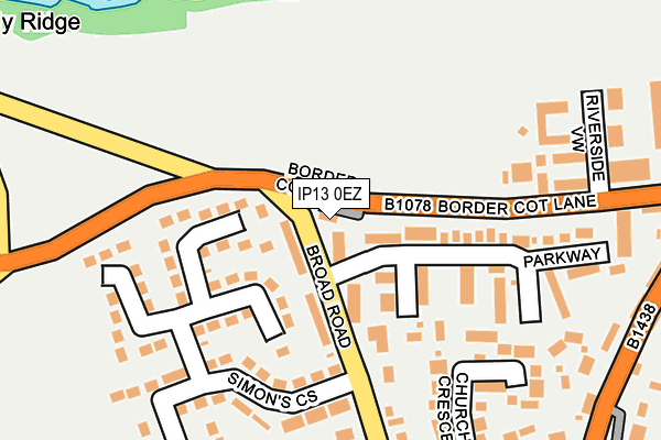 IP13 0EZ map - OS OpenMap – Local (Ordnance Survey)