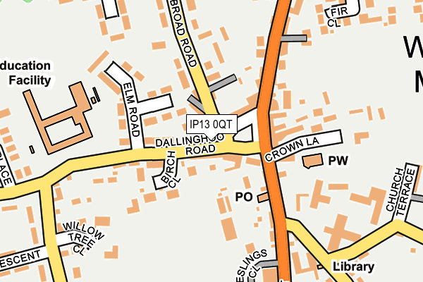 IP13 0QT map - OS OpenMap – Local (Ordnance Survey)