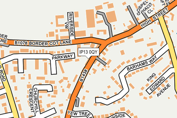 IP13 0QY map - OS OpenMap – Local (Ordnance Survey)