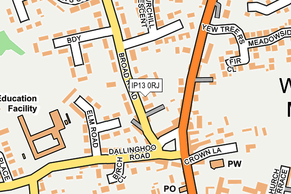 IP13 0RJ map - OS OpenMap – Local (Ordnance Survey)