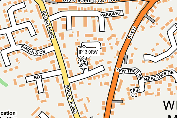 IP13 0RW map - OS OpenMap – Local (Ordnance Survey)