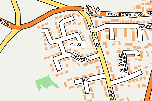 IP13 0ST map - OS OpenMap – Local (Ordnance Survey)