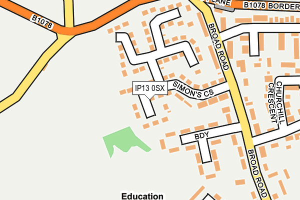 IP13 0SX map - OS OpenMap – Local (Ordnance Survey)