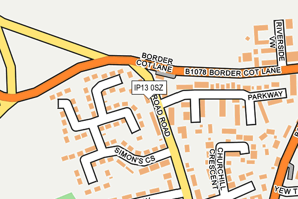 IP13 0SZ map - OS OpenMap – Local (Ordnance Survey)