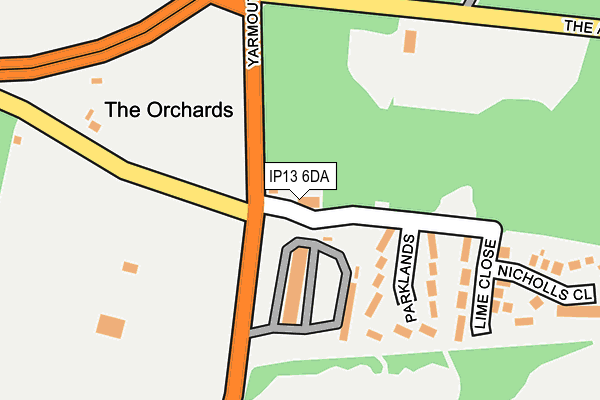 IP13 6DA map - OS OpenMap – Local (Ordnance Survey)