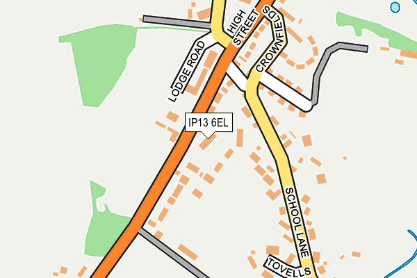 IP13 6EL map - OS OpenMap – Local (Ordnance Survey)