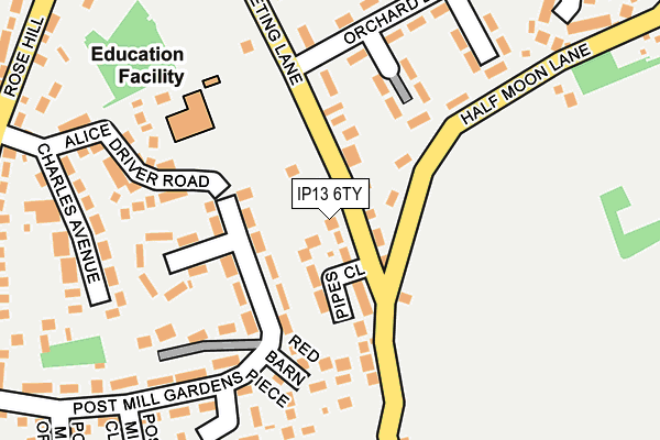 IP13 6TY map - OS OpenMap – Local (Ordnance Survey)