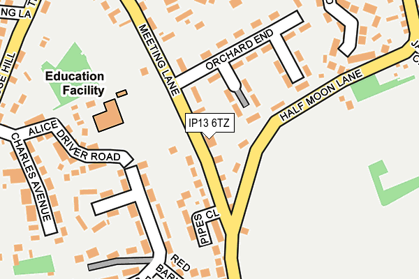 IP13 6TZ map - OS OpenMap – Local (Ordnance Survey)