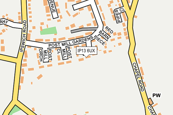 IP13 6UX map - OS OpenMap – Local (Ordnance Survey)
