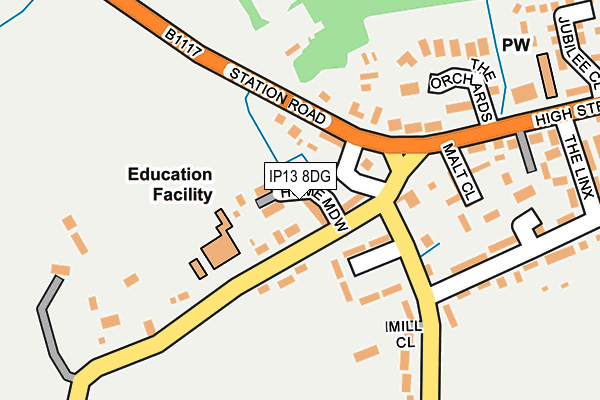 IP13 8DG map - OS OpenMap – Local (Ordnance Survey)