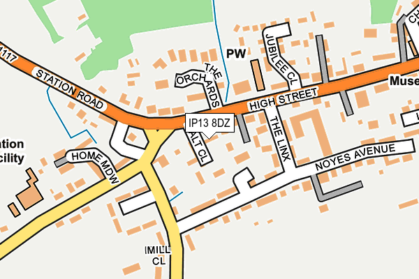 IP13 8DZ map - OS OpenMap – Local (Ordnance Survey)