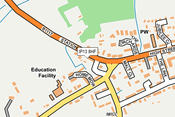 IP13 8HF map - OS OpenMap – Local (Ordnance Survey)