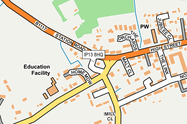 IP13 8HQ map - OS OpenMap – Local (Ordnance Survey)